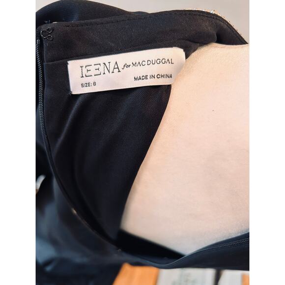 NWOT IEENA for Mac Duggal Black Long Sleeve Gown with Rhinestone Detailing US 8 - Picture 6 of 12